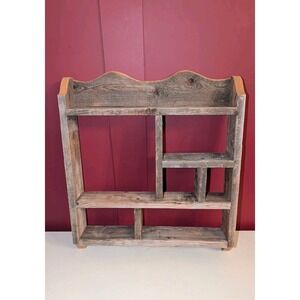Rustic Wall Hanging Shelf Wooden Sturdy Handmade Farmhouse Trinket 18"x16"x3.5"